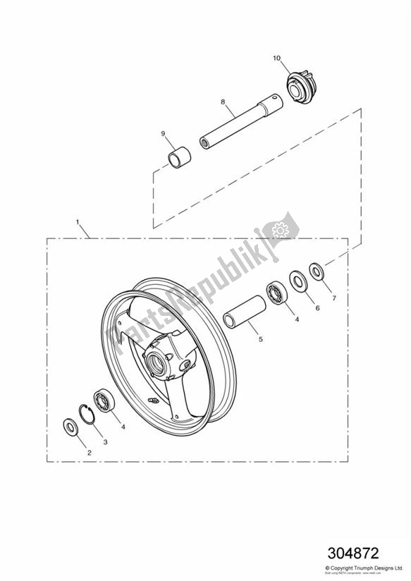 All parts for the Front Wheel of the Triumph TT 600 599 2000 - 2003