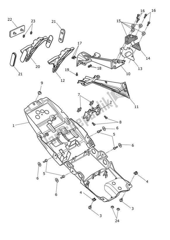 All parts for the Mudguard Rear of the Triumph Street Triple R From VIN BF 1297 765 2021 - 2024