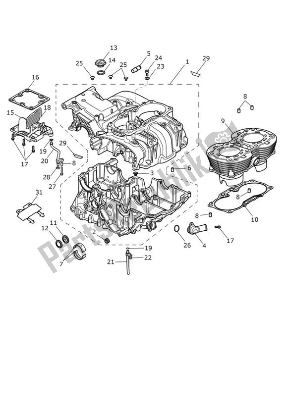 All parts for the Crankcase of the Triumph Speedmaster 1200 UP TO VIN AC 2018 - 2021