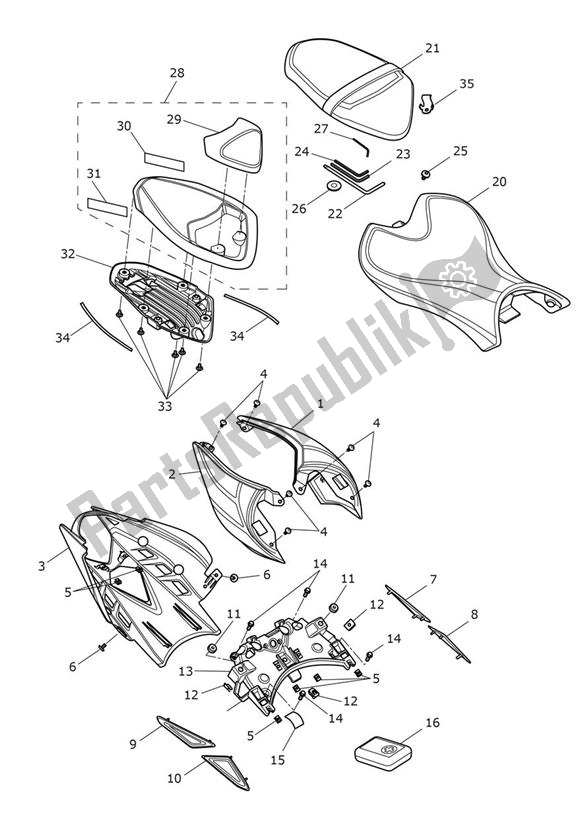 Alle onderdelen voor de Fairing Rear Seat van de Triumph Street Triple RS UP TO VIN 965682 765 2017 - 2020