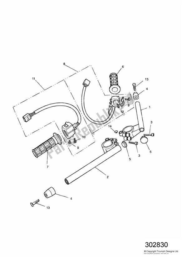 Tutte le parti per il Handlebar Switch del Triumph Speed Triple Carburator 885 1994 - 1997