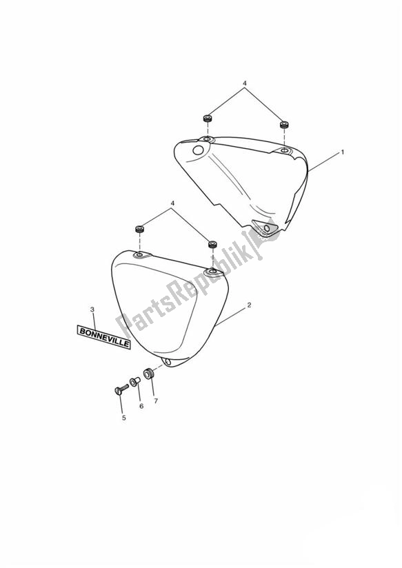 Tutte le parti per il Fairing Laterally del Triumph Bonneville & T 100 Carburator 865 2001 - 2015