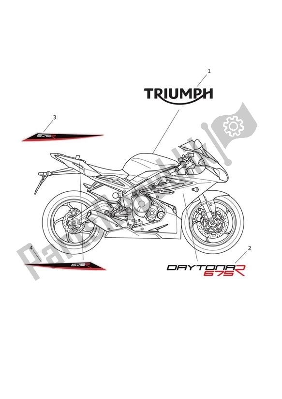 All parts for the Decal From 657137 of the Triumph Daytona R From VIN 564948 675 2017 - 2018