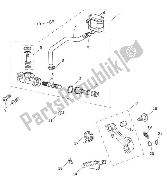 Todas as partes de Master Cylinder Assy Rear do Triumph Scrambler 1200 XC UP TO AE 9097 2019 - 2020