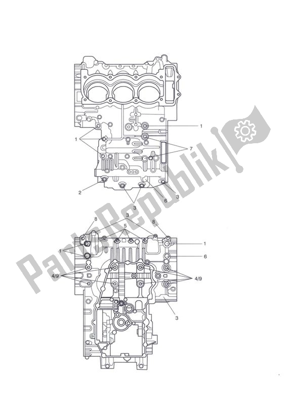 Toutes les pièces pour le Crankcase Screws du Triumph Tiger Sport UP TO VIN 750469 1050 2013 - 2021