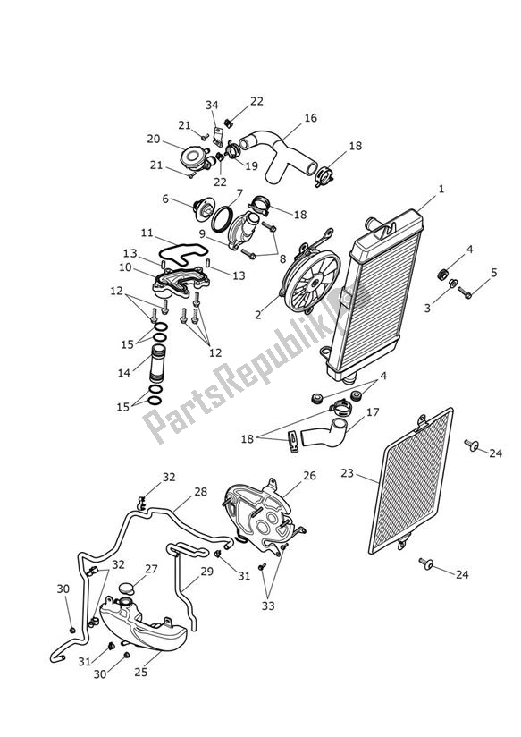 All parts for the Cooling of the Triumph Speedmaster 1200 From AC 1201 2022 - 2024