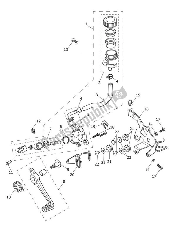 Todas as partes de Master Cylinder Assy Rear do Triumph Speed Triple 1200 RR 1160 2021 - 2024