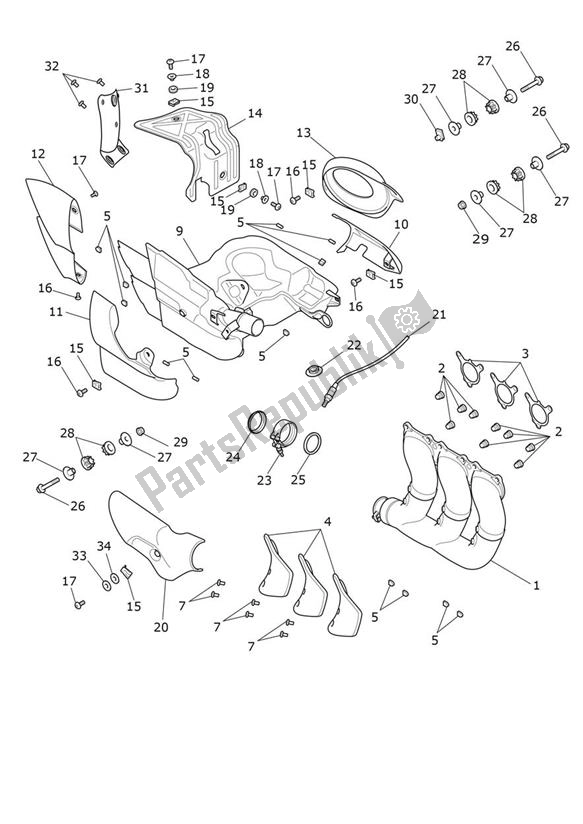 Alle onderdelen voor de Uitlaat van de Triumph Rocket 3 GT 2458 2020 - 2024