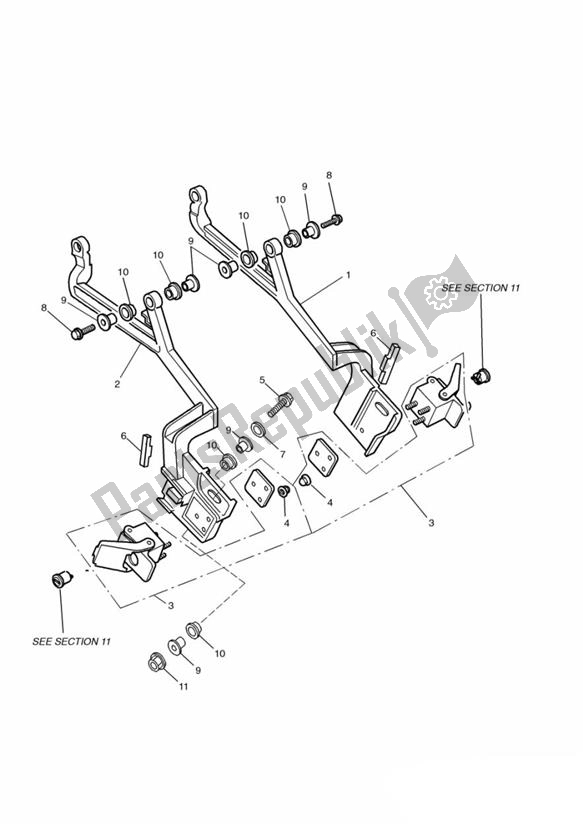 All parts for the Pannier Carriers From 091280 of the Triumph Trophy From VIN 29156 1215 2018 - 2021