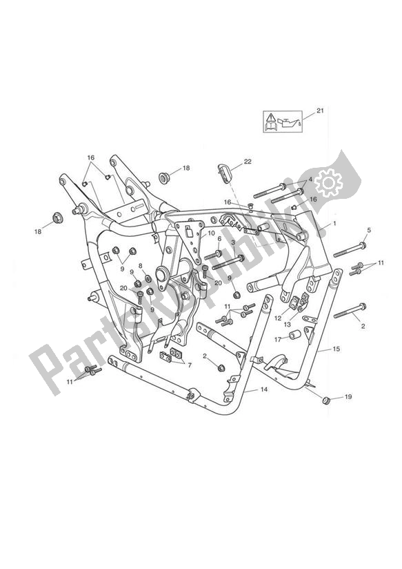 All parts for the Main Frame Assembly of the Triumph America Carburator 790 2001 - 2007