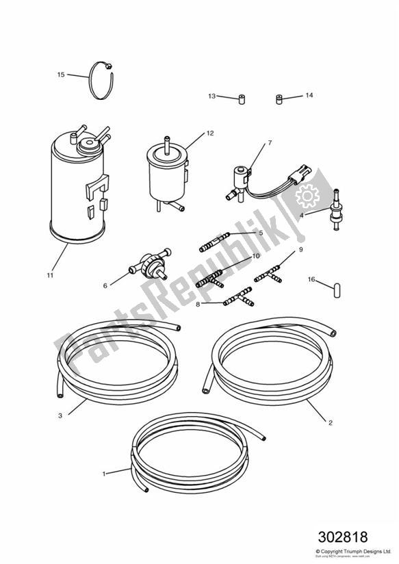 Alle onderdelen voor de Evap System van de Triumph Speed Triple Carburator 885 1994 - 1997