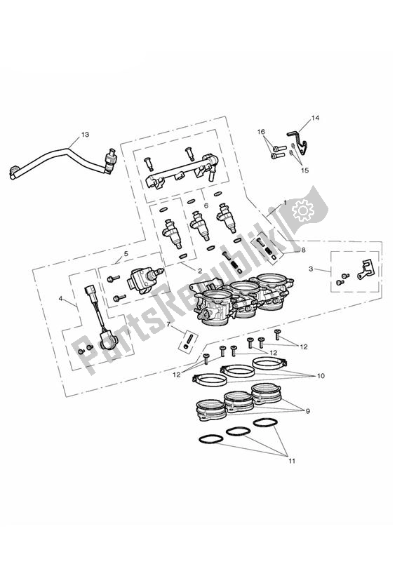 All parts for the Injection of the Triumph Daytona R UP TO VIN 564947 675 2009 - 2017