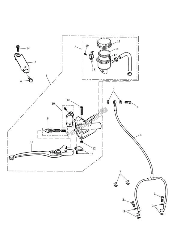 All parts for the Master Cylinder Assy Front of the Triumph Speed Triple 1050 UP TO VIN 333178 2005 - 2010