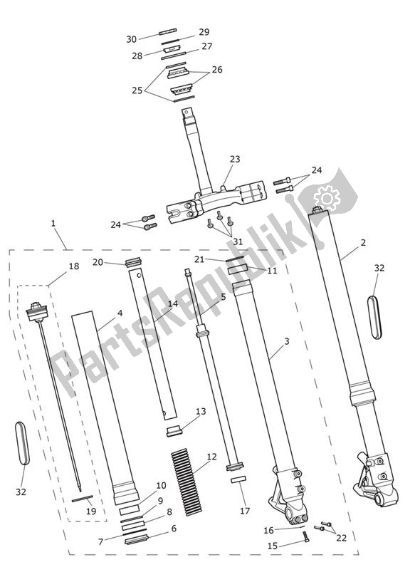 All parts for the Front Suspension of the Triumph Scrambler 1200 XC From AE 9098 2021 - 2024