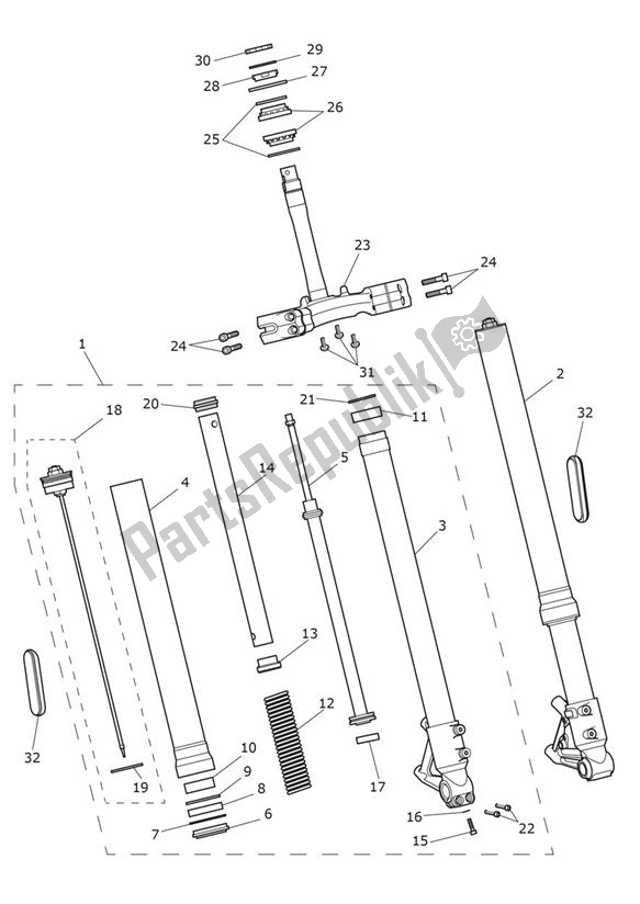 Tutte le parti per il Sospensioni Anteriori del Triumph Scrambler 1200 XE From AC 8499 2019 - 2021