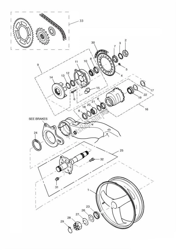 Toutes les pièces pour le Rear Wheel Single Sided Swingarm du Triumph Sprint RS 955 From VIN 139277 2002 - 2004