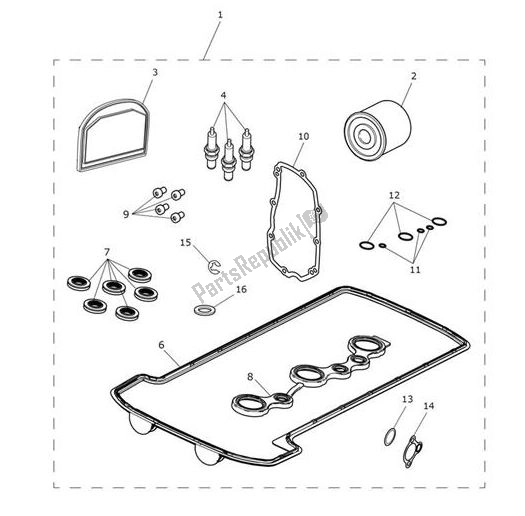 All parts for the Servicekit of the Triumph Tiger 1200 XRX 1215 2018 - 2020
