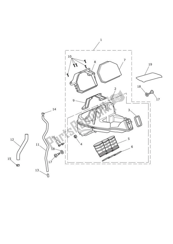 All parts for the Airbox (airfilter) of the Triumph Speed Triple R UP TO VIN 735436 1050 2012 - 2016