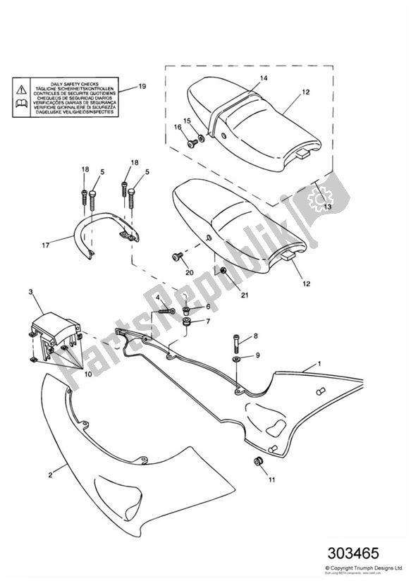 Alle onderdelen voor de Fairing Rear Seats van de Triumph Sprint ST 955I UP TO VIN 139276 1999 - 2001