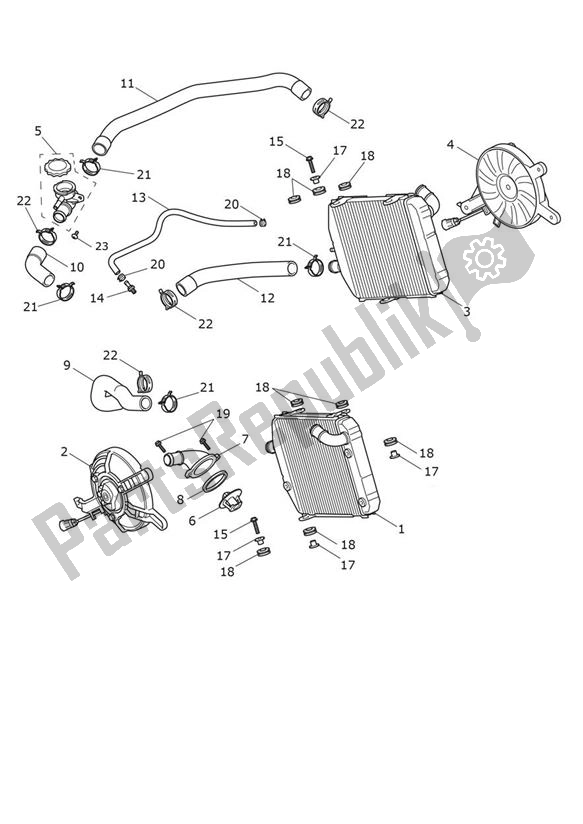 All parts for the Cooling of the Triumph Tiger 1200 Rally PRO 1215 2022 - 2024