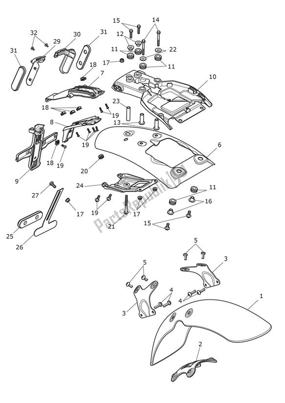 All parts for the Mudguard - Speed Twin Up To Vin Ae2310 of the Triumph Speed Twin UP TO VIN AE 2310 1200 2019 - 2020