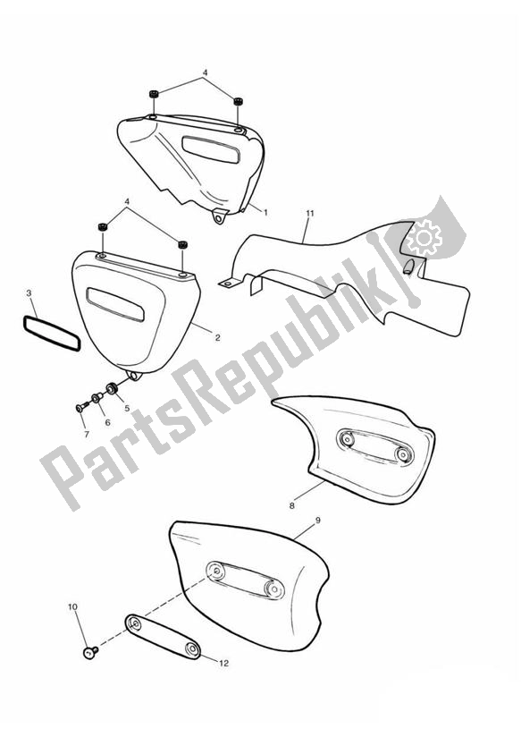 All parts for the Fairing Laterally of the Triumph Adventurer From VIN 71699 885 1999 - 2001