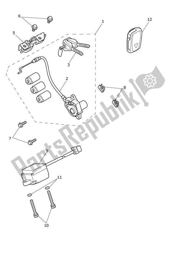 All parts for the Lock Set of the Triumph Tiger 1200 GT PRO 1215 2022 - 2024