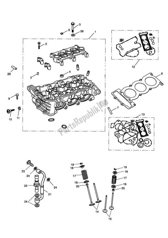 Toutes les pièces pour le Culasse du Triumph Speed Triple 1050 From VIN 461332 2005 - 2010