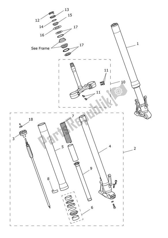 All parts for the Front Suspension of the Triumph Tiger 900 GT PRO UP TO BP 5372 888 2020 - 2021