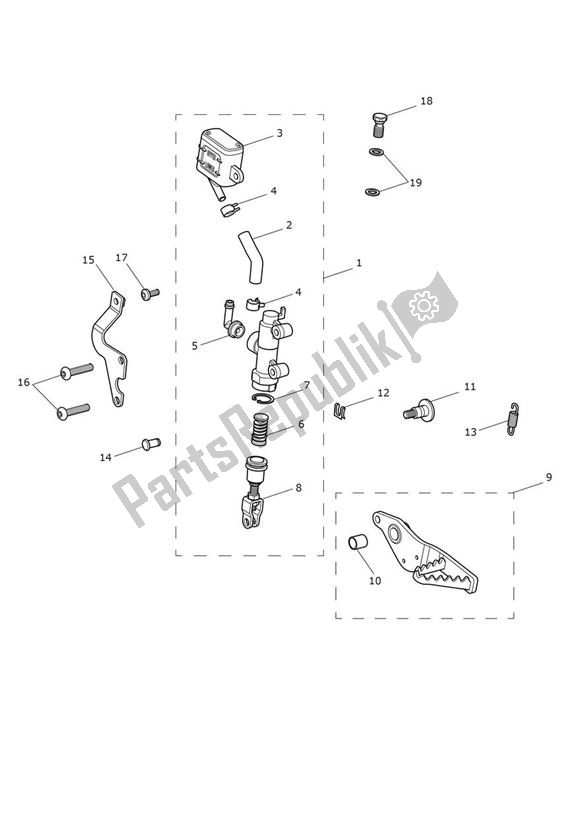 Todas as partes de Master Cylinder Assy Rear - Explorer Xrx do Triumph Explorer XRX 1215 2015 - 2018