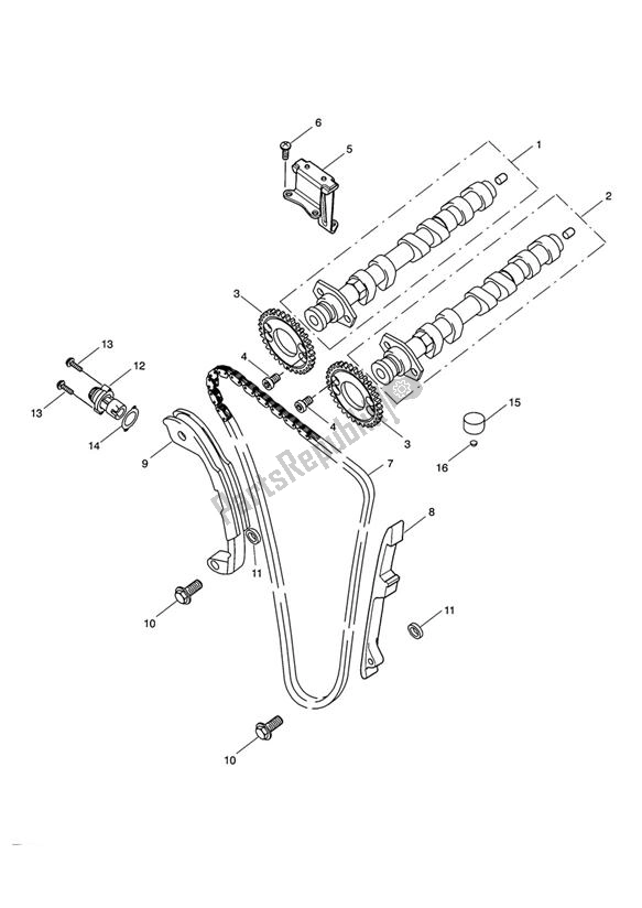 Toutes les pièces pour le Camshafts Timing Chain du Triumph Speed Triple 1050 From VIN 333179 2011 - 2015