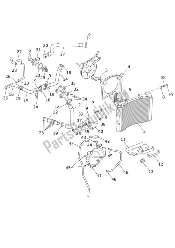 Alle onderdelen voor de Koeling van de Triumph Daytona R From VIN 564948 675 2017 - 2018