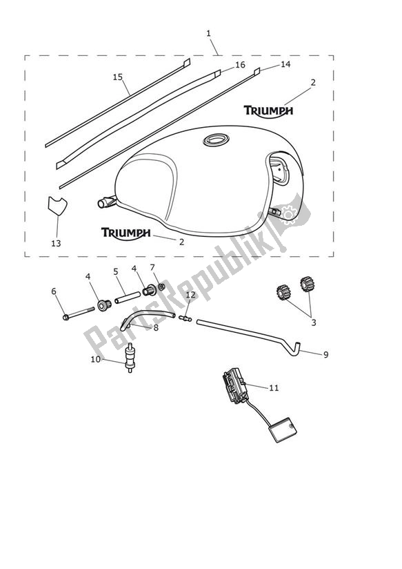 Alle onderdelen voor de Fueltank Red van de Triumph Scrambler 900 From 2022 2022 - 2024