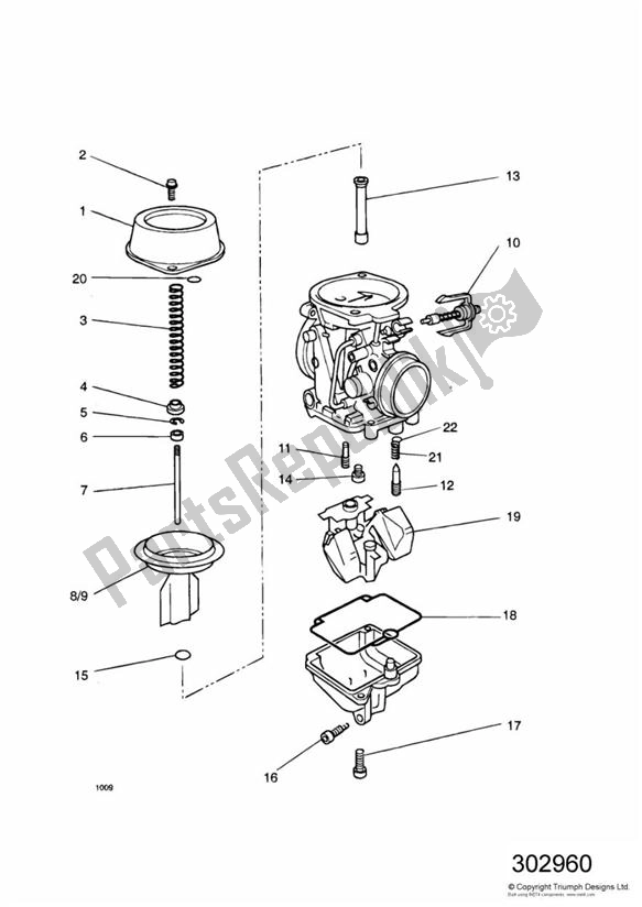 All parts for the Carburator Parts For 1240198-t0301 of the Triumph Sprint 900 Carburator 885 1991 - 1998