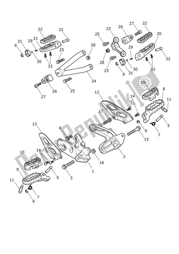 Toutes les pièces pour le Repose-pieds du Triumph Scrambler 1200 XC From AE 9098 2021 - 2024