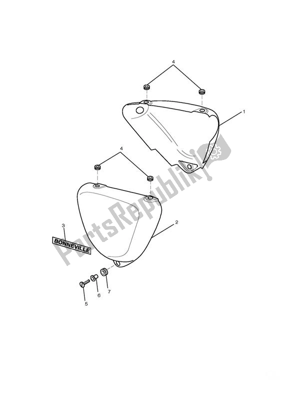 Tutte le parti per il Fairing Laterally del Triumph Bonneville EFI UP TO VIN 380776 865 2008 - 2011