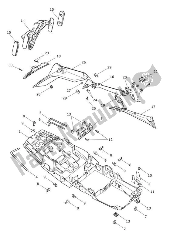 Toutes les pièces pour le Garde-boue Arrière du Triumph Daytona R From VIN 564948 675 2017 - 2018