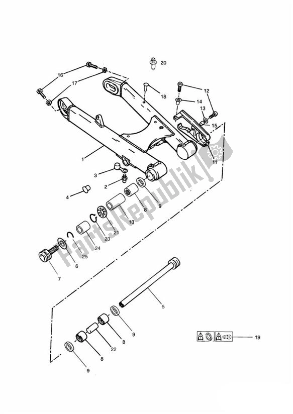 All parts for the Swingarm From Vin 101854 (ausser 102063 Up To 102074) of the Triumph Thunderbird 900 885 1995 - 2004