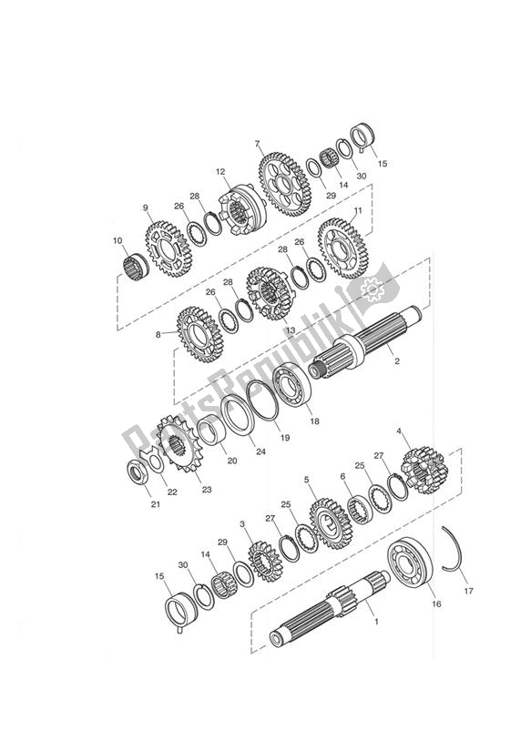 Alle onderdelen voor de Gears T100 From Engine179829 van de Triumph Bonneville & T 100 Carburator 865 2001 - 2015