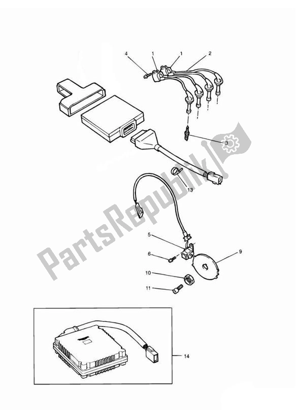 Todas las partes para Engine Management de Triumph Trophy UP TO VIN 29155 1215 2012 - 2017