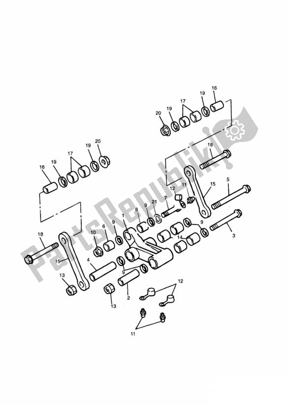 Todas as partes de Articulação Da Suspensão Traseira do Triumph Thunderbird 900 885 1995 - 2004