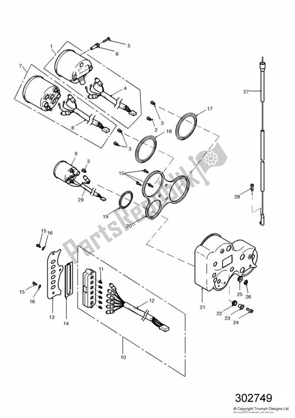 All parts for the Instrument of the Triumph Speed Triple 885/ 955 UP TO VIN 141871 1994 - 2001