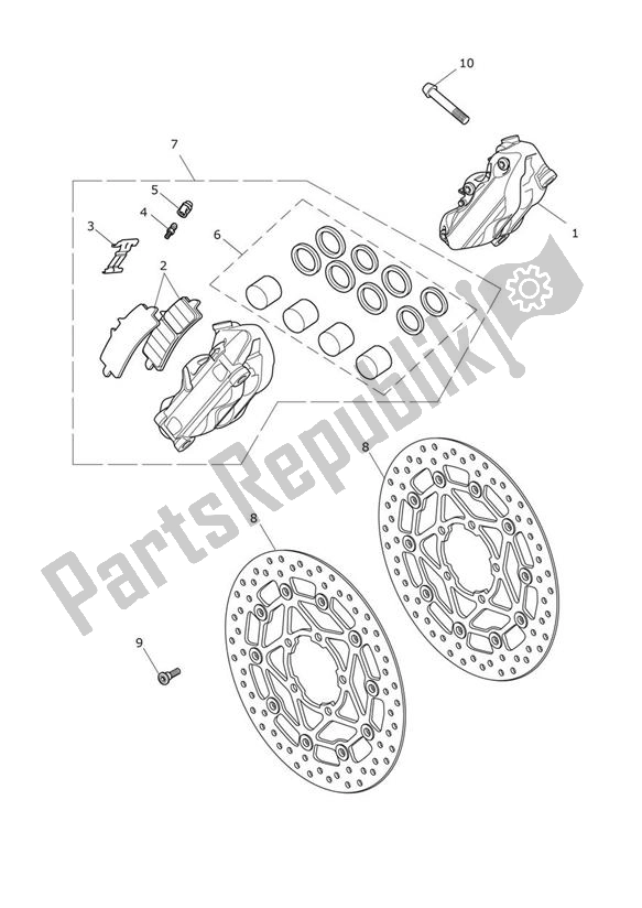 All parts for the Break Front of the Triumph Thruxton R 1200 2016 - 2020