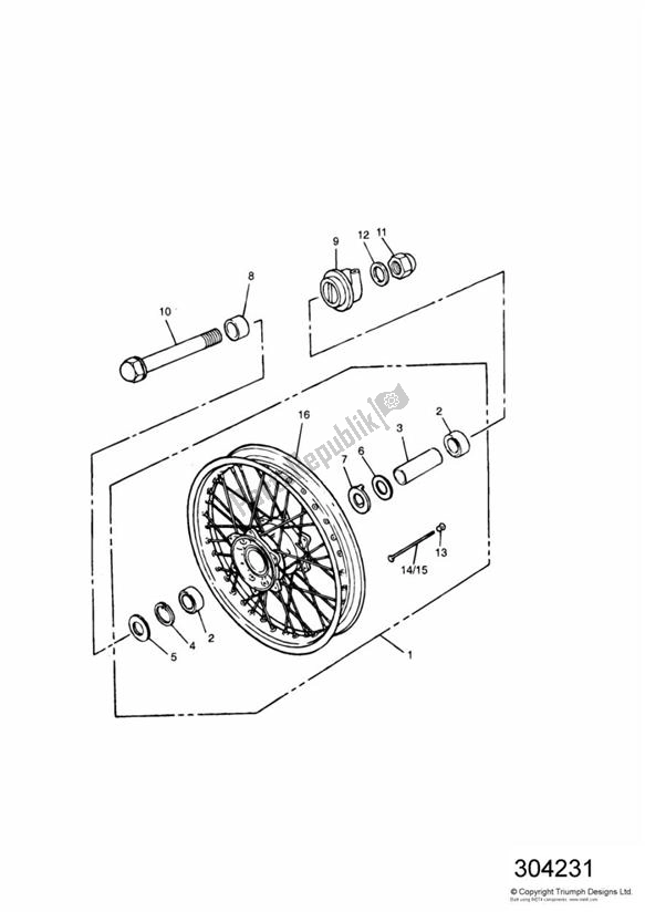 Toutes les pièces pour le Front Wheel - T400 du Triumph Tiger T 400 Carbs 885 1993 - 1998