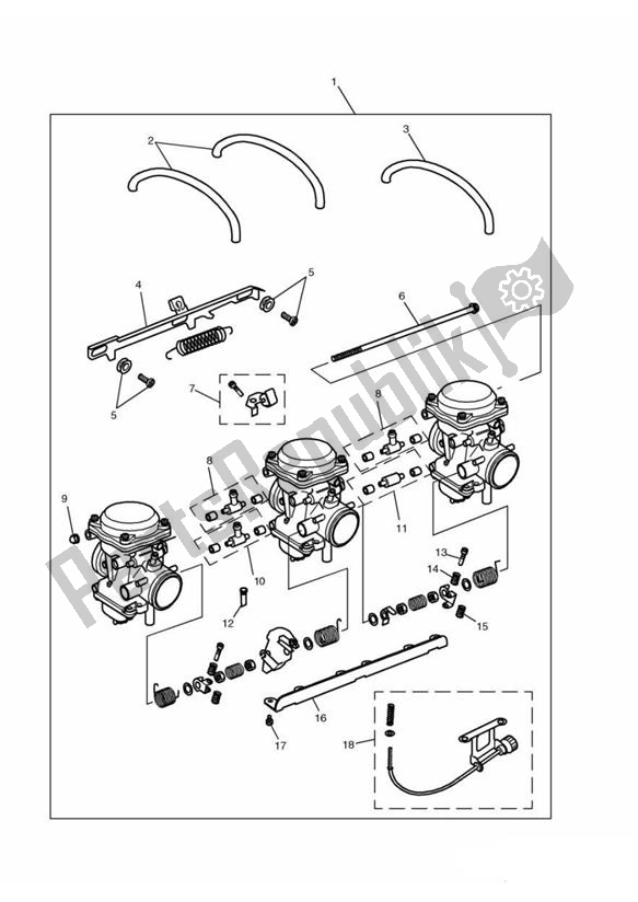 Tutte le parti per il Carburator Keihin From Engine 062507 del Triumph Adventurer UP TO VIN 71698 885 1996 - 1998