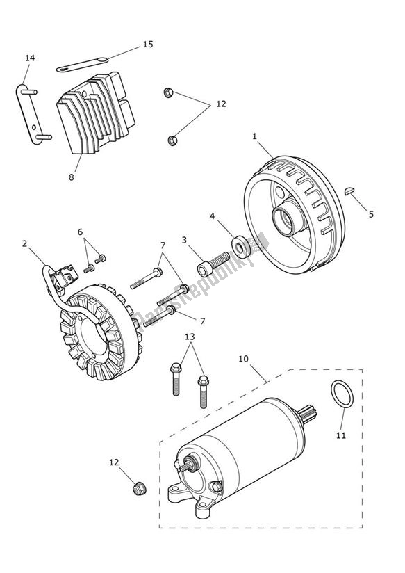 All parts for the Starter Generator of the Triumph Scrambler 1200 XC From AE 9098 2021 - 2024