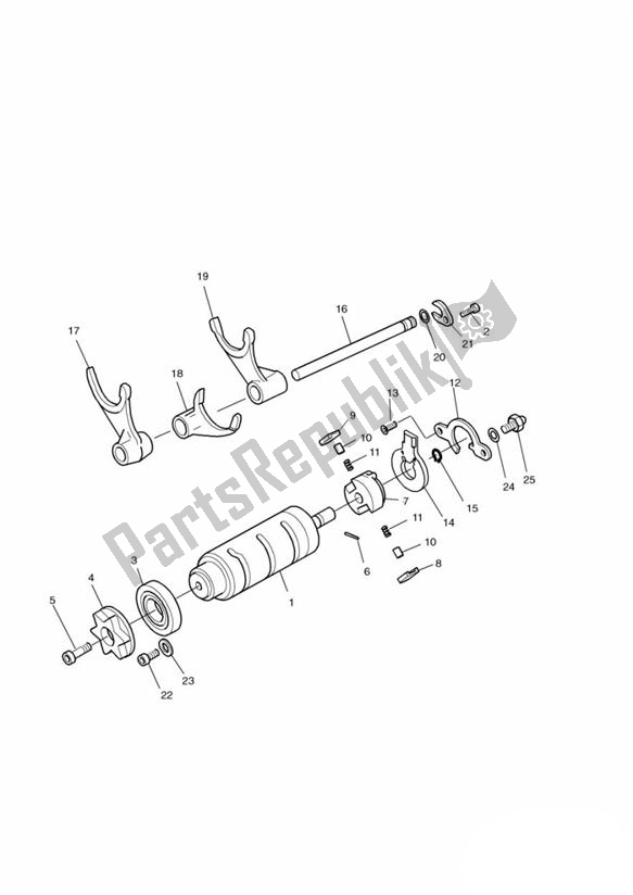 Wszystkie części do Gear Selector Drum Gear Selector Forks Triumph Legend TT 885 1998 - 2001
