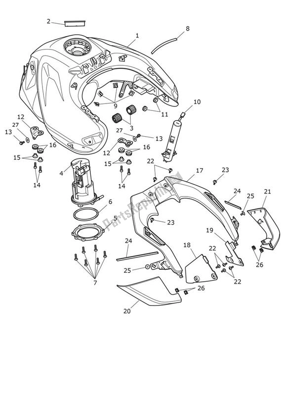 Todas as partes de Tanque De Combustível do Triumph Tiger 900 GT PRO UP TO BP 5372 888 2020 - 2021