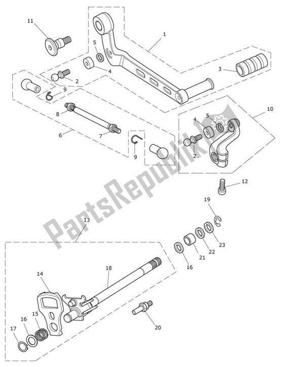 All parts for the Gear Selection Shaft of the Triumph Speed Triple S From VIN 867685 1050 2018 - 2021