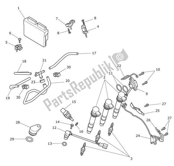 Todas las partes para Engine Management de Triumph Tiger XCX From VIN 855532 1215 2018 - 2020